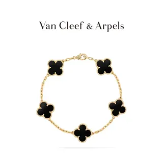 Van Cleef & Arpels Alhambra Five Motif সোনার কালো এনামেল ব্রেসলেট