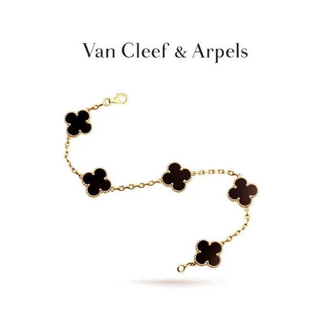 Van Cleef & Arpels Alhambra Five Motif Bracelet en or avec émail noir 3
