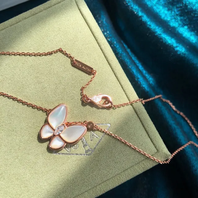 Van Cleef & Arpels Papillon Borboleta Madrepérola e Diamante Colar 6