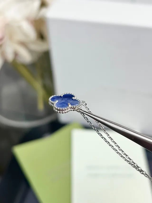Van Cleef & Arpels Alhambra Four-Leaf Clover Blue Stone Necklace 2