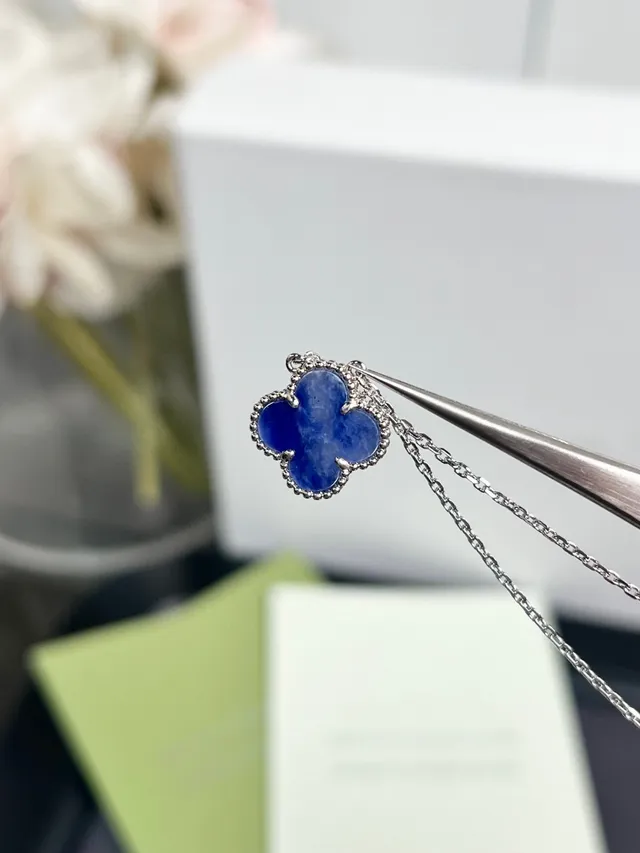 Van Cleef & Arpels Alhambra Four-Leaf Clover Blue Stone Necklace 3