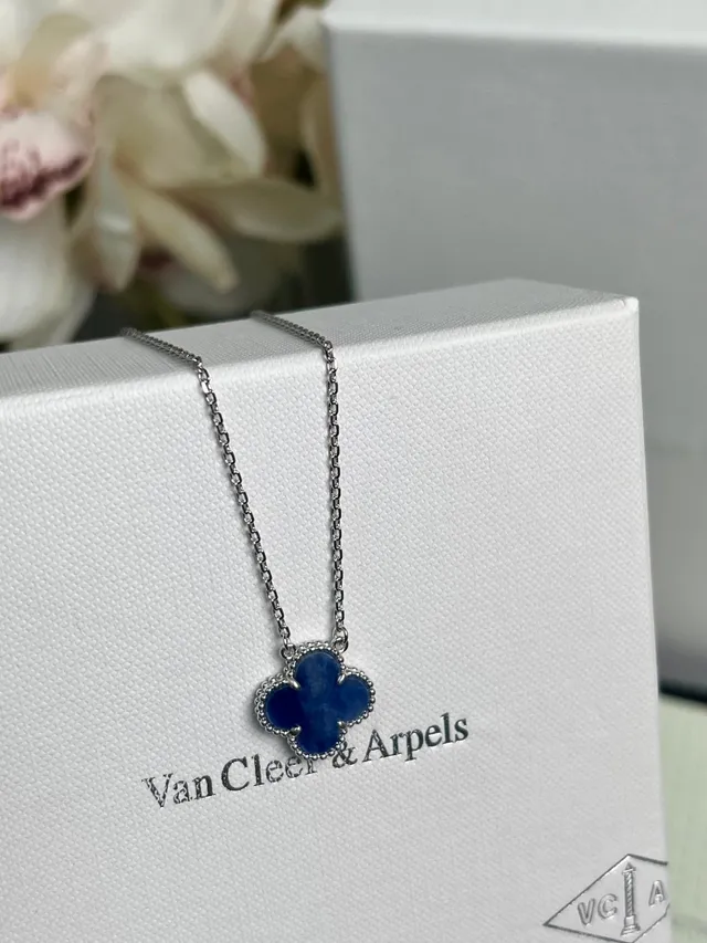 Van Cleef & Arpels Alhambra Four-Leaf Clover Blue Stone Necklace 5