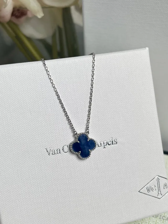 Van Cleef & Arpels Alhambra Four-Leaf Clover Blue Stone Necklace 6