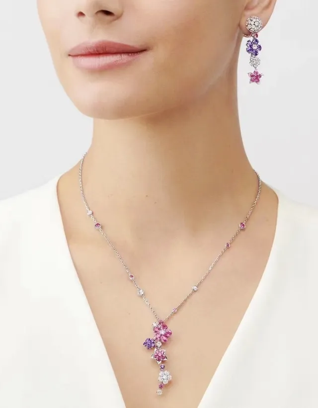 Van Cleef & Arpels Floral Motif Multi-Gemstone Dangling Earrings 8