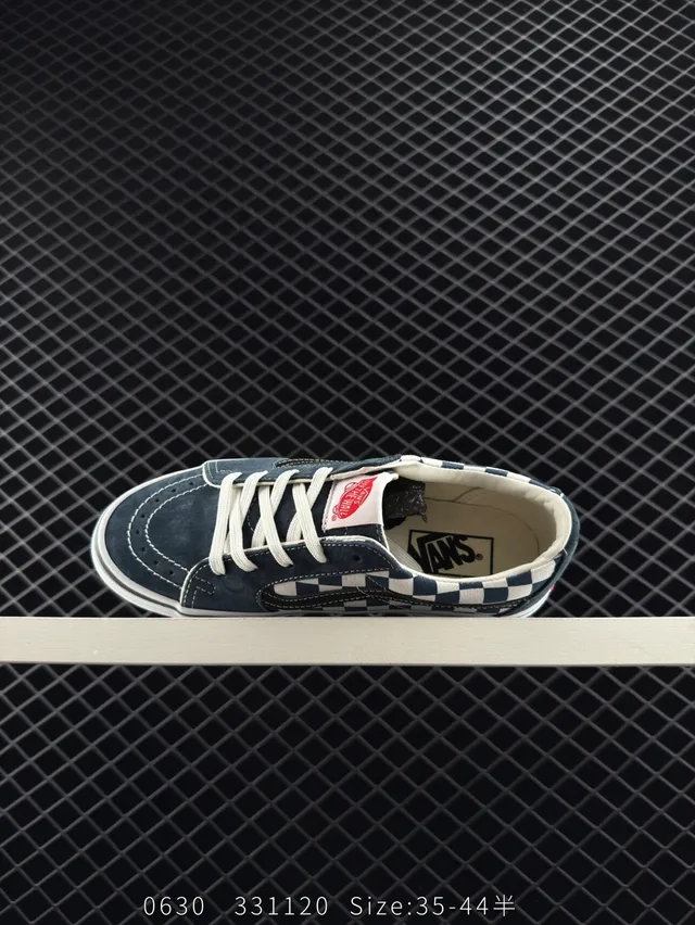 Vans Old Skool Navy and White Checkerboard Skateboard Shoes 3