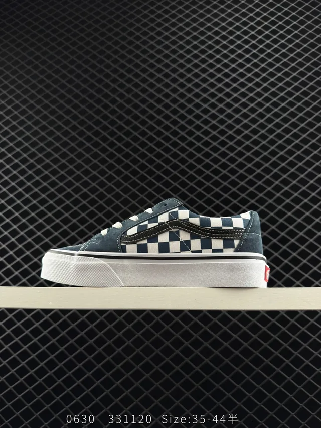 Vans Old Skool Navy and White Checkerboard Skateboard Shoes 4