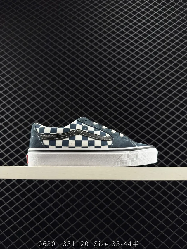 Vans Old Skool Navy and White Checkerboard Skateboard Shoes 5