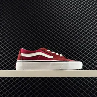 Vans Old Skool Wine Red and White Skateboard Shoes