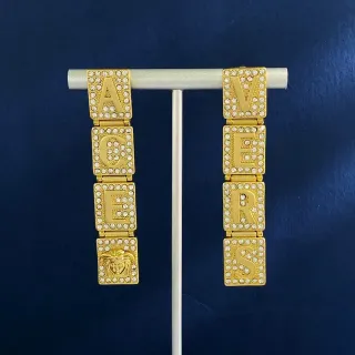 Versace Alphabet 金银 Pavé-Crystal 字母积木耳环