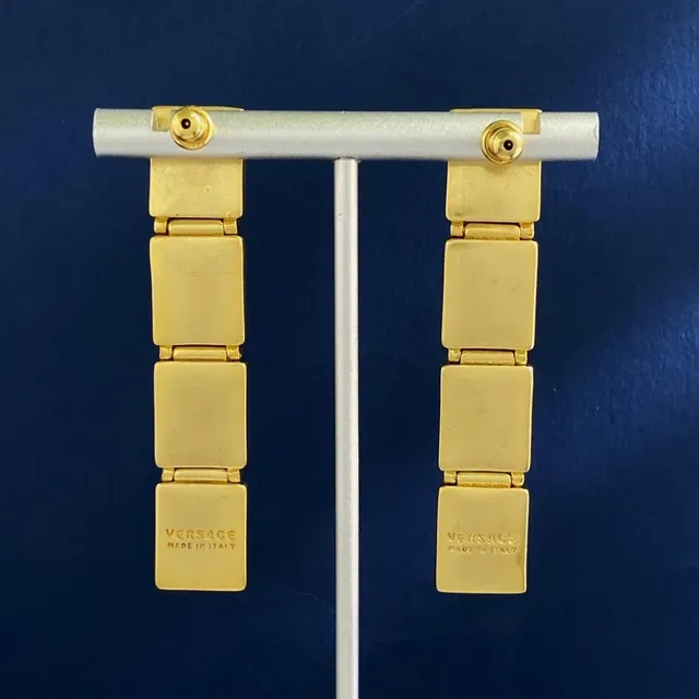 Boucles d'oreilles Versace Alphabet Or Argent Pavé-Crystal Lettres-Bloc 2