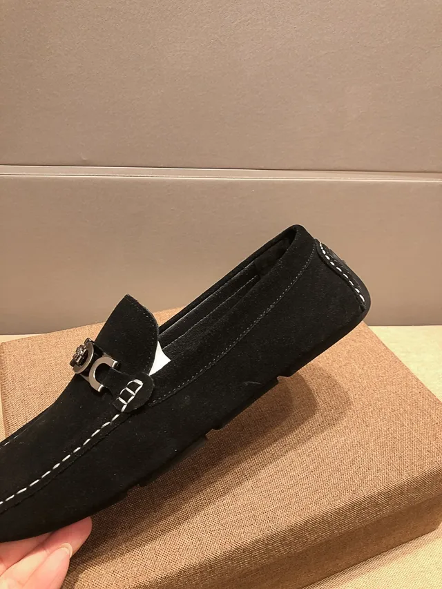 Versace Chain Reaction Noir Or Style Imitation Daim Supérieur Couture Contraste Blanc Mocassin 8