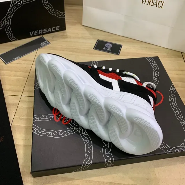 Versace Chain Reaction Black Red White Chunky Sneakers 2