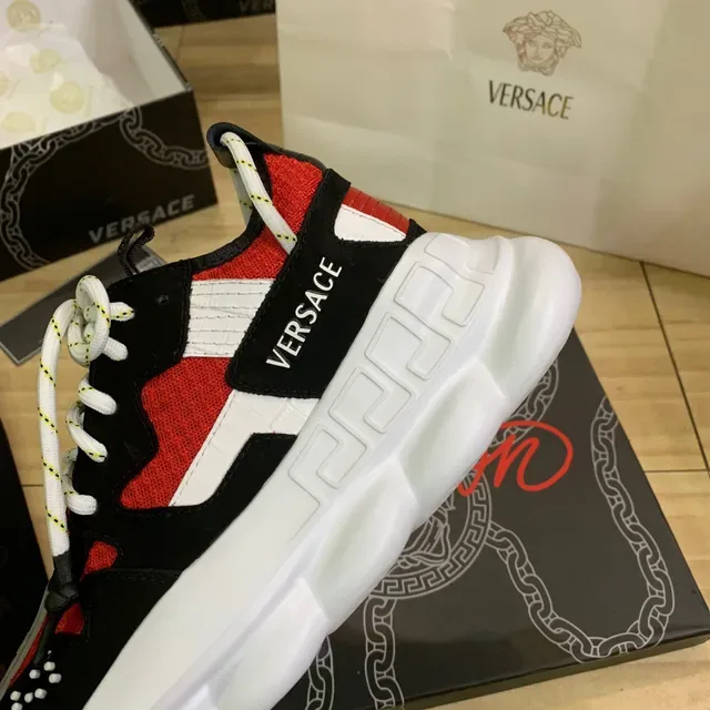 Versace Chain Reaction Black Red White Chunky Sneakers 3