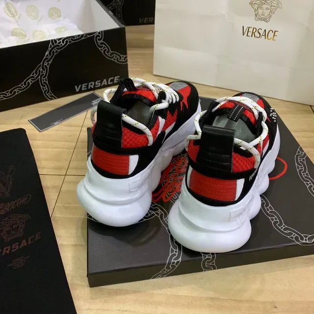 Versace Chain Reaction Black Red White Chunky Sneakers 6