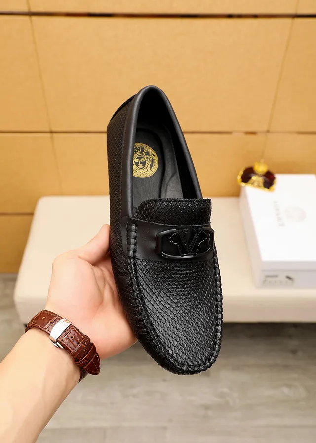 Versace Chain Reaction Black Snakeskin-Effect Leather Loafers 6