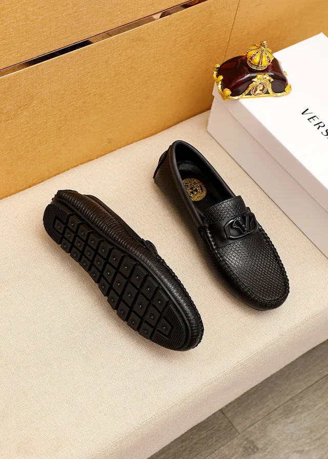 Versace Chain Reaction Black Snakeskin-Effect Leather Loafers 8