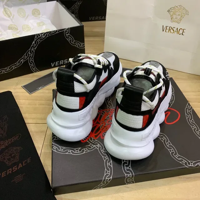 Versace Chain Reaction Black White Red Chunky Sneakers 5