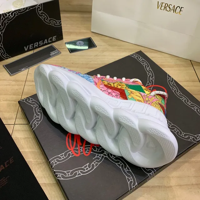 Versace Chain Reaction Multicolor Baroque Print Chunky Sneakers 2