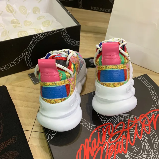 Versace Chain Reaction Multicolor Baroque Print Chunky Sneakers 3