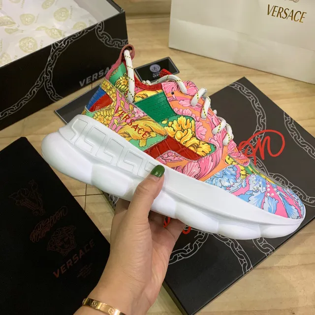 Versace Chain Reaction Multicolor Baroque Print Chunky Sneakers 4