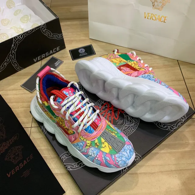 Versace Chain Reaction Multicolor Baroque Print Chunky Sneakers 6