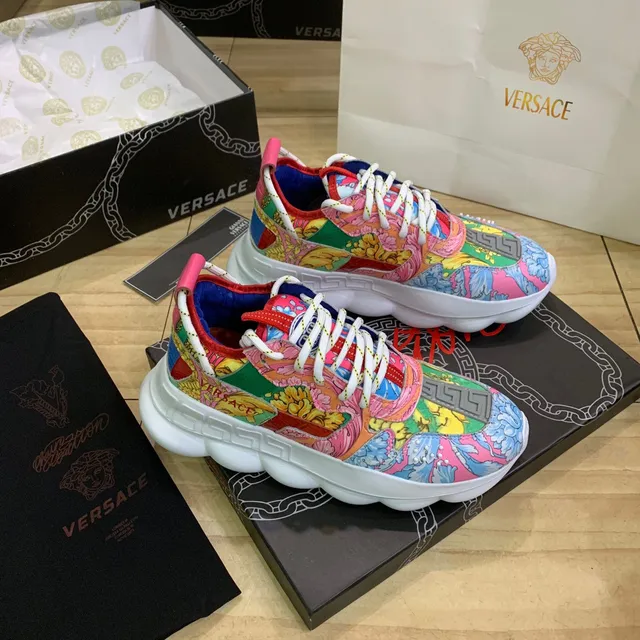 Versace Chain Reaction Multicolor Baroque Print Chunky Sneakers 8