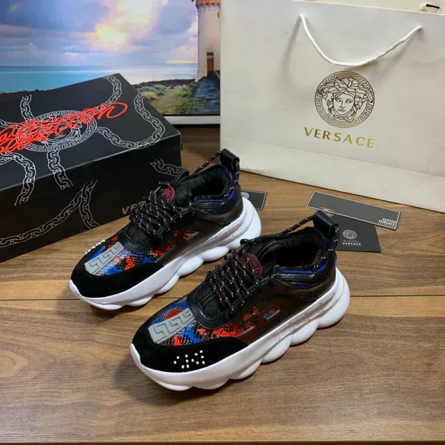 Versace Chain Reaction Multicolor Snake-Print Chunky Sneakers 8