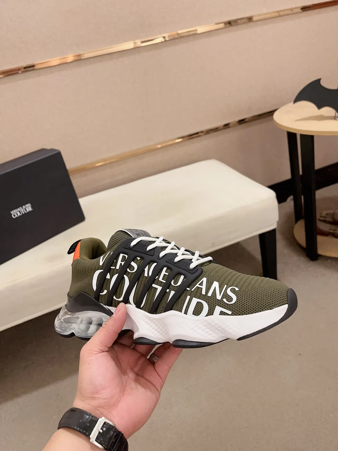 Versace Chain Reaction Olive Green Chunky Sneakers 5