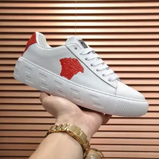 Versace Chain Reaction White and Red Medusa Logo Lifestyle Sneakers
