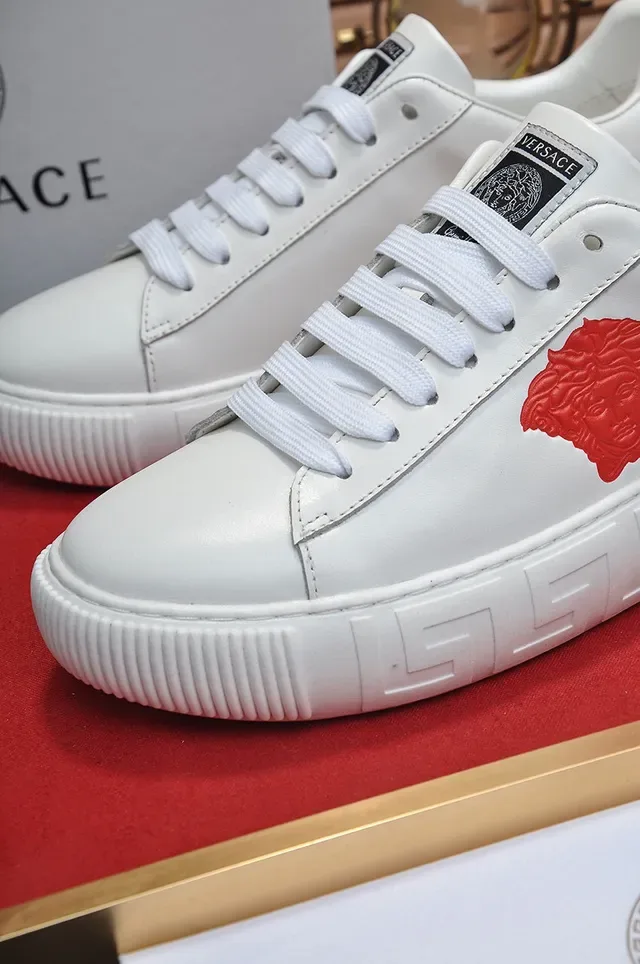 Versace Chain Reaction White and Red Medusa Logo Lifestyle Sneakers 3