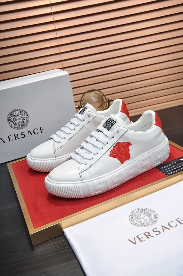 Versace Chain Reaction White and Red Medusa Logo Lifestyle Sneakers 7