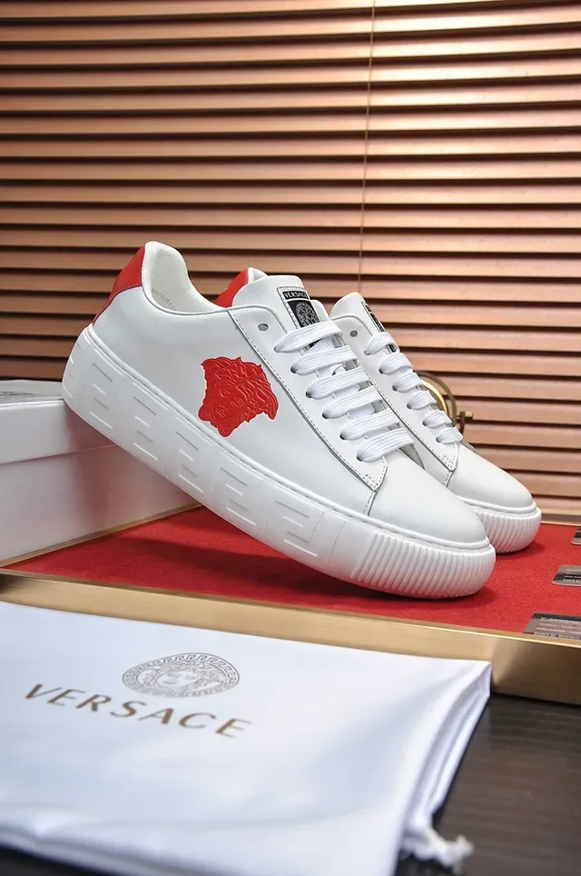 Versace Chain Reaction White and Red Medusa Logo Lifestyle Sneakers 8