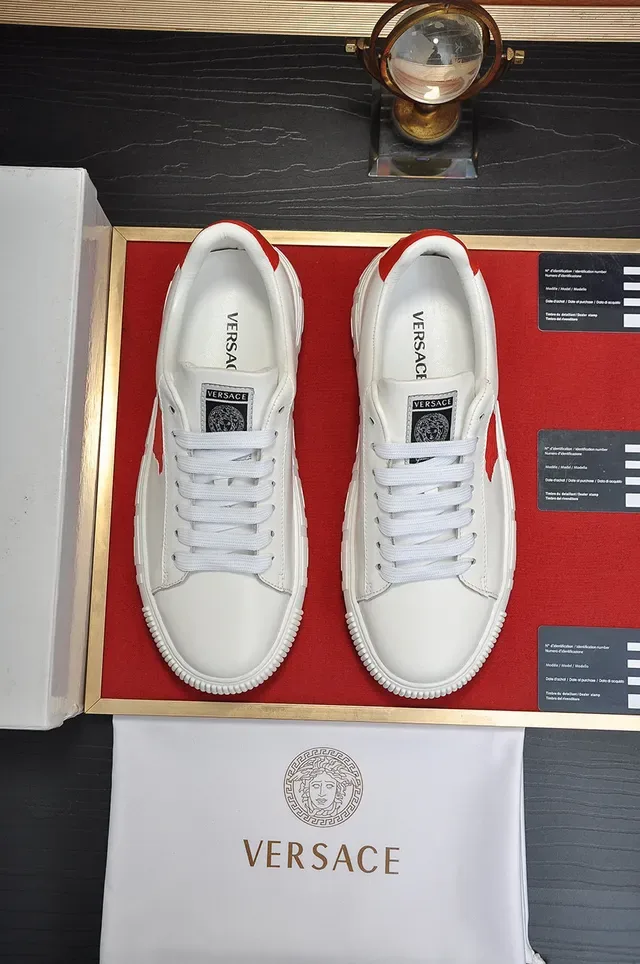 Versace Chain Reaction White and Red Medusa Logo Lifestyle Sneakers 9