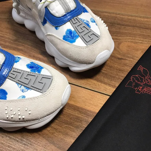 Versace Chain Reaction White Blue Beige Chunky Sneakers 3
