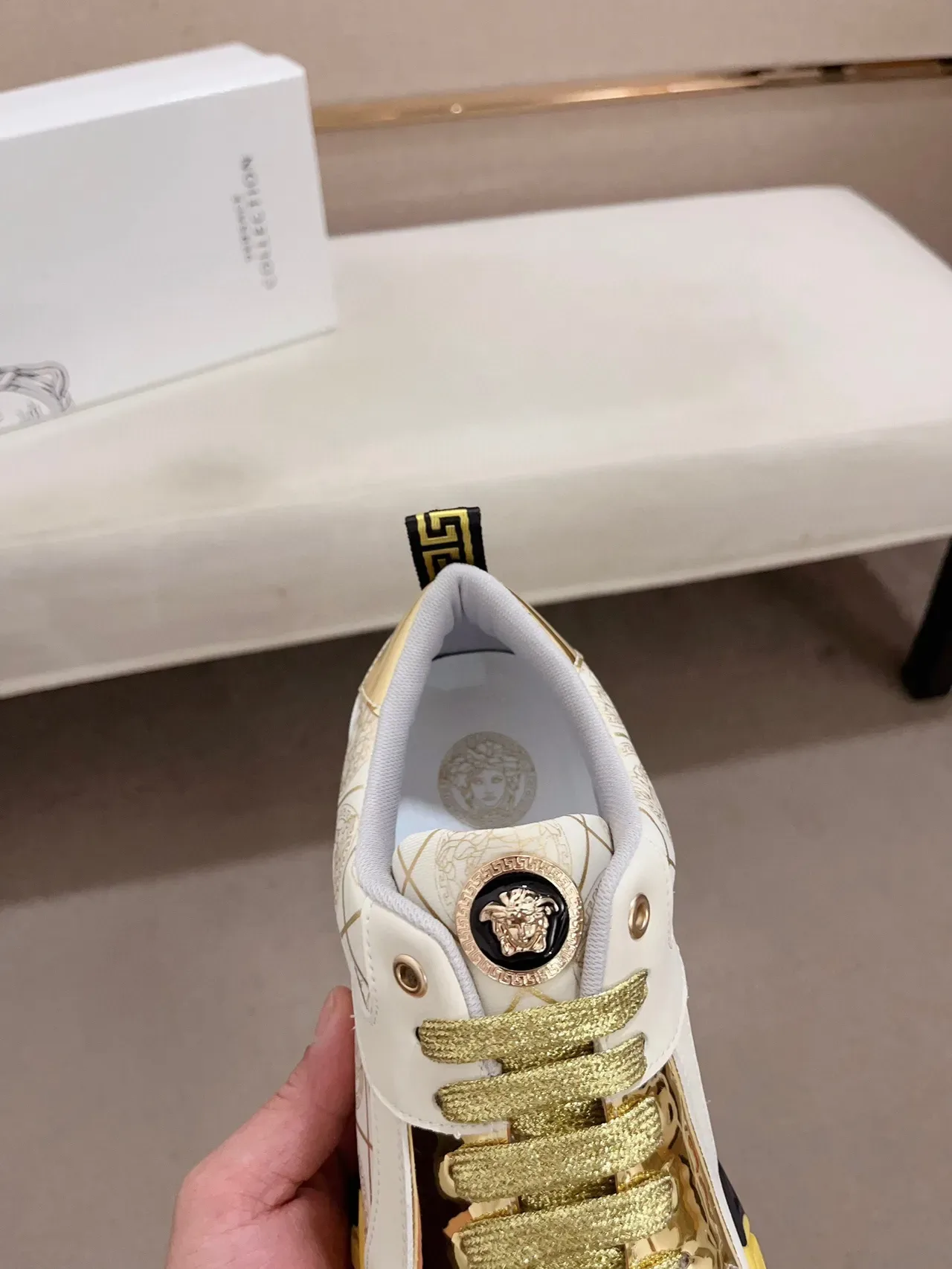 Versace Chain Reaction White Gold Red Yellow Black Lifestyle Sneakers 6