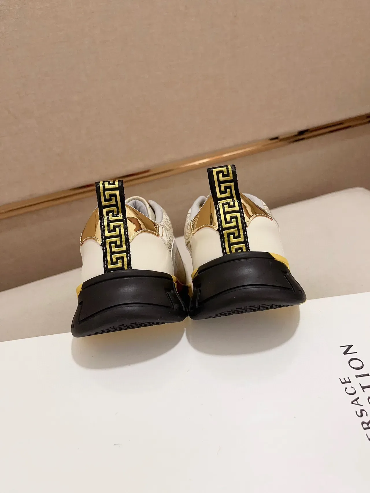 Versace Chain Reaction White Gold Red Yellow Black Lifestyle Sneakers 8