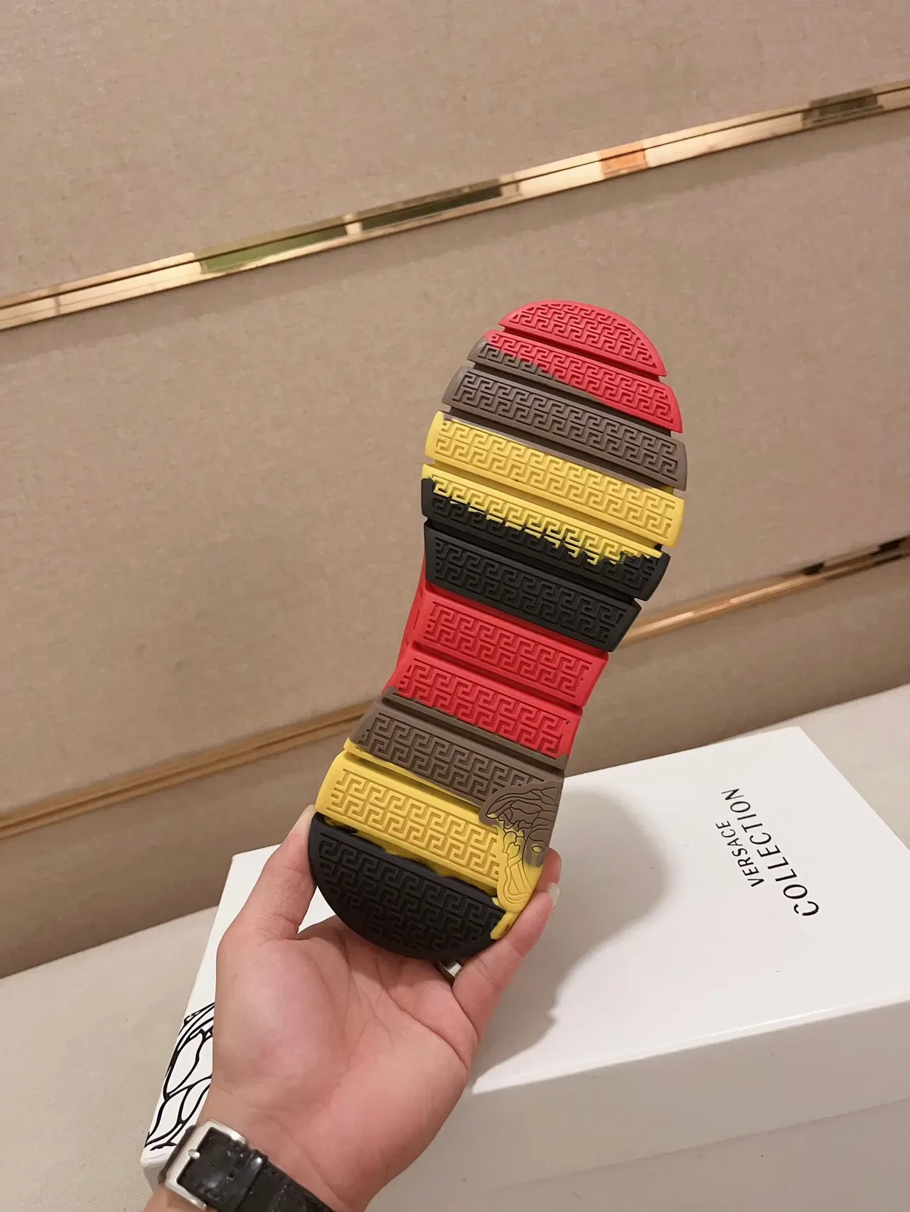 Versace Chain Reaction White Gold Red Yellow Black Lifestyle Sneakers 9