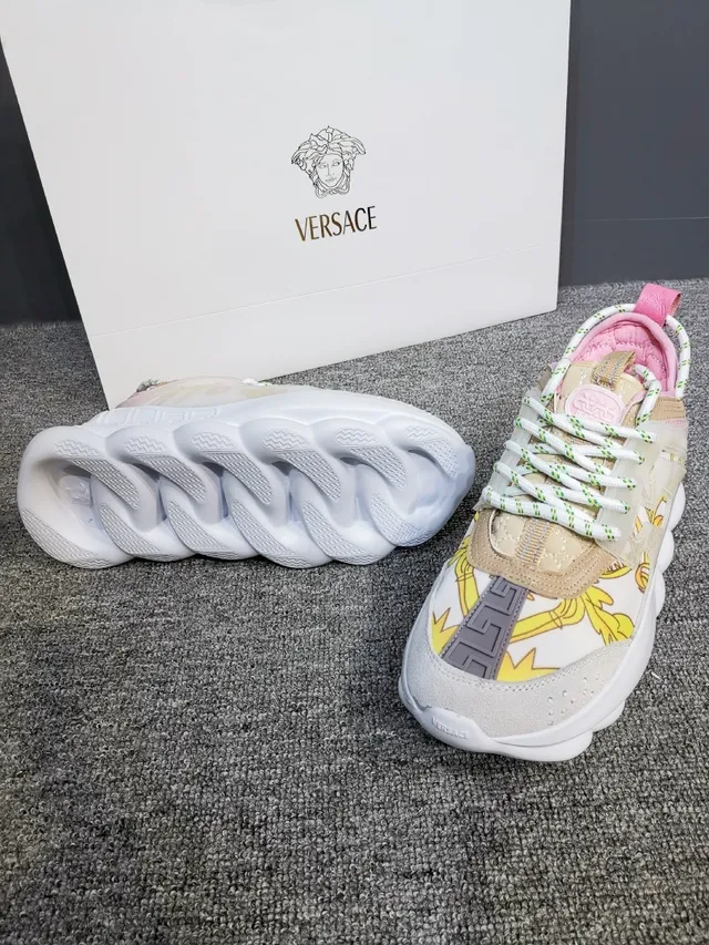 Versace Chain Reaction Blanc Sémelle Multicolore Overlay Impression Florale Chunky Sneakers 3