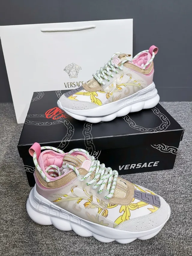 Versace Chain Reaction Blanc Sémelle Multicolore Overlay Impression Florale Chunky Sneakers 5