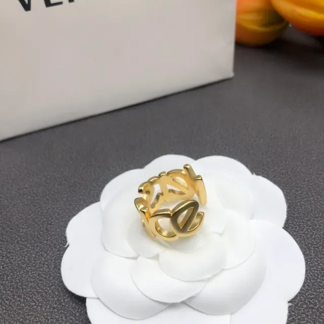 Versace 黄金 字母图案 抛光金属戒指 5