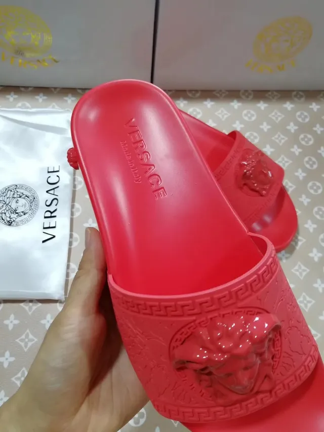 Versace Greca Odissea Red Molded Rubber Slippers 2
