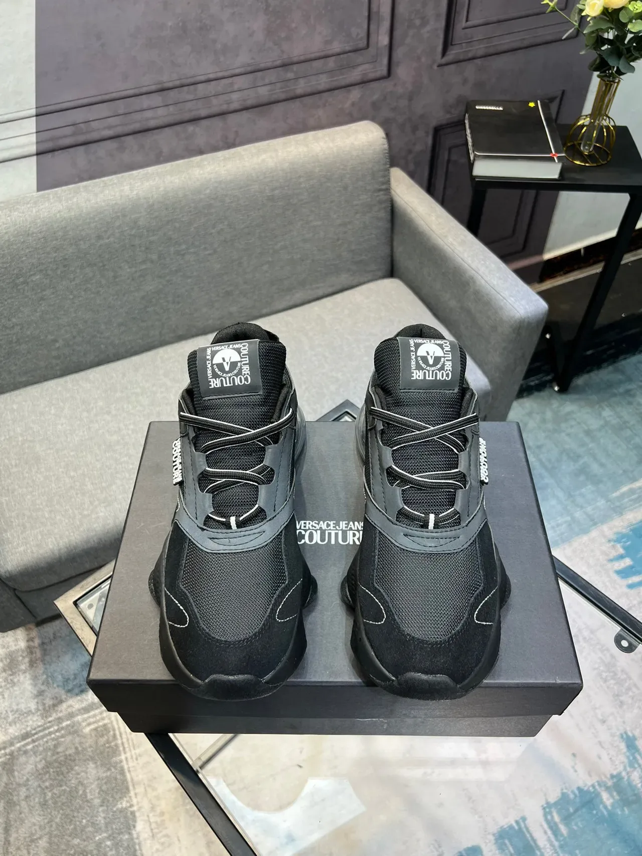 Versace Jeans Couture Black Gray Chunky Sneaker 2