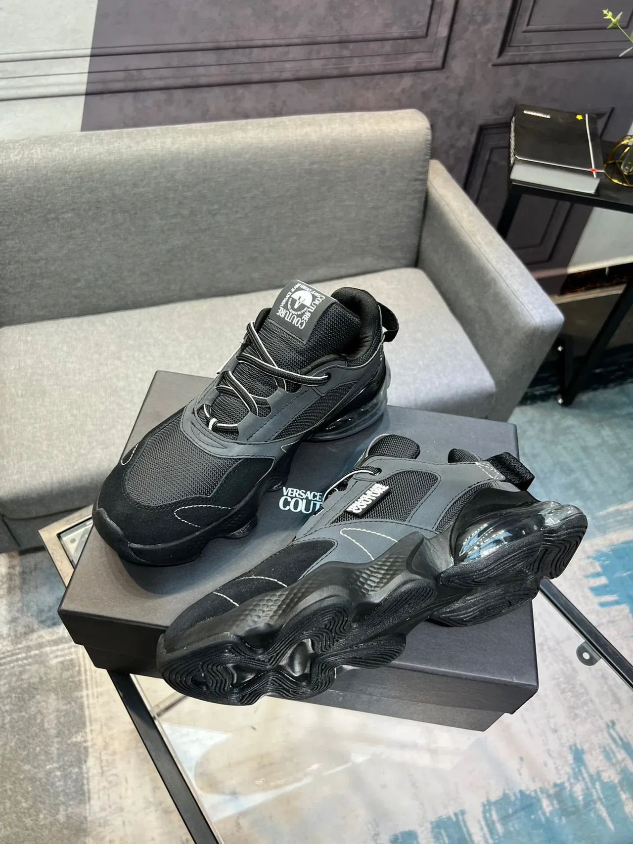 Versace Jeans Couture Black Gray Chunky Sneaker 4