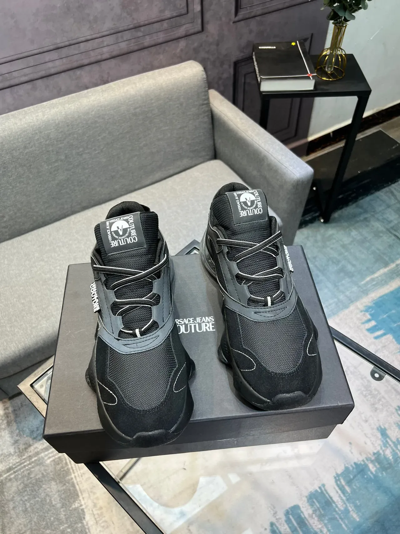 Versace Jeans Couture Black Gray Chunky Sneaker 5