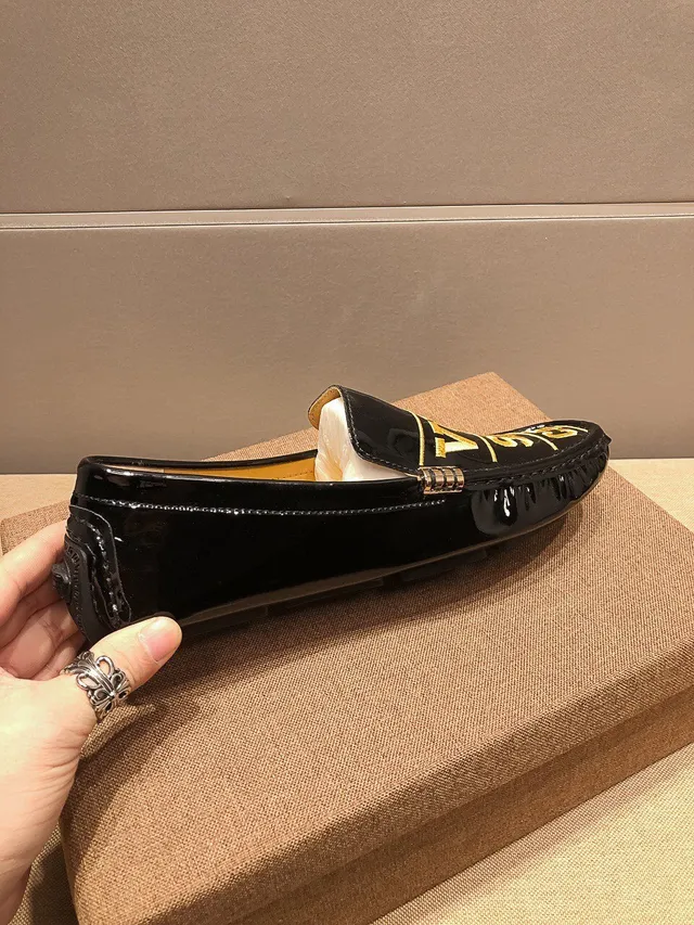 Versace Logo Loafer Black Gold Patent Leather Loafers 6