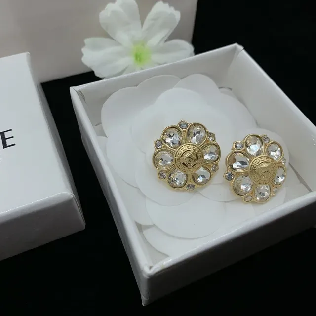 Broche Versace Medusa Floral en or et argent en forme de fleur avec cristaux 3