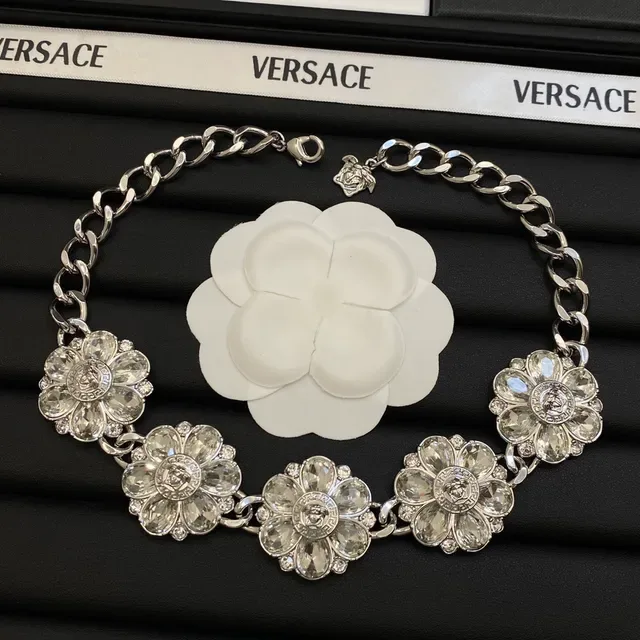 Versace Medusa Flower Crystal Necklace 3