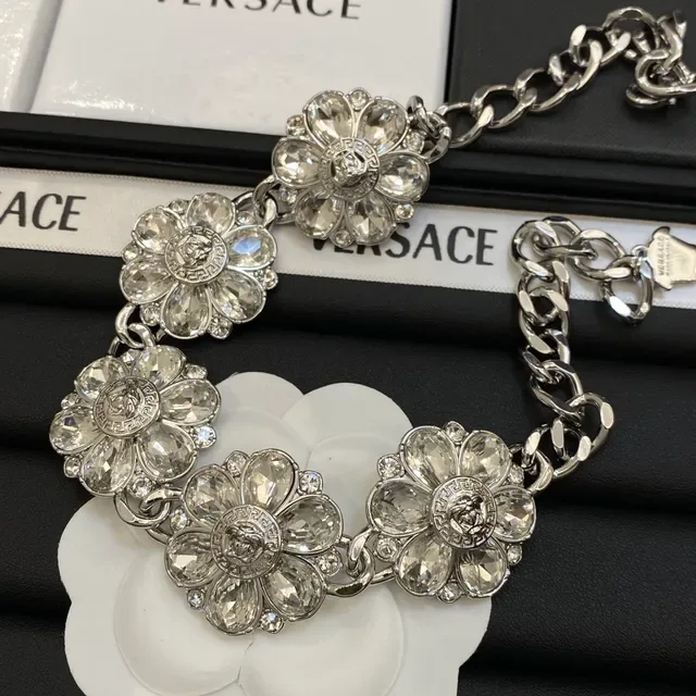 Versace Medusa Flower Crystal Necklace 4