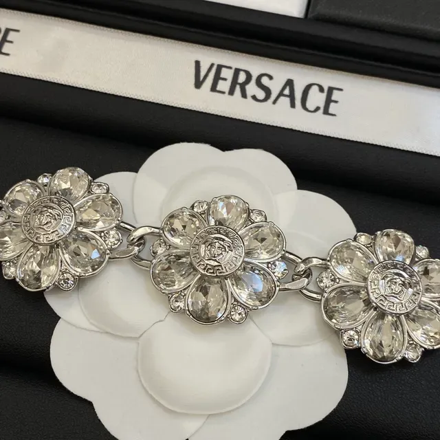 Versace Medusa Flower Crystal Necklace 5