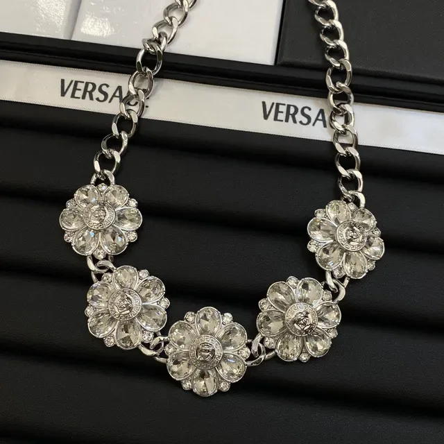 Versace Medusa Flower Crystal Necklace 6